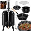 KESSER® Pentola per gulasch | Forno con Funzione Grill, griglia a Sfera + arrosto per Pollo 8 l Padella gulasch pentola 17 Litri Smaltata con Coperchio per la Cucina all'aperto