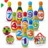 Manda® Birilli - Bowling Bambini - Set di Bowling per Bambini - Regalo Borsa Trasporto - Giocattolo Bambini 2-6 Anni - Regalo Bambino - Giocattoli Montessori - 10 Bowling da 14 CM.