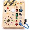 Konijiwa Busy Board Giochi Montessori 1 Anno Giochi Sensoriali per Neonati con 10 Interruttori e 23 Luci LED Giochi in Legno Motricità Fine per Neonati e Bambini da 1 2 3 4 Anni Bambini e Bambine