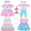 Aolso Vestiti per Bambole per New Born Baby Doll, Abito per Bambolotti 35-45CM, Vestito Stampa con Cappello, Regali per Ragazze, Bambini, Confezione da 4 Serie Unicorno (Bambola Non Inclusa)