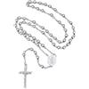 FaithHeart Collana Rosario Argento Uomo Cattolico Collana Donna Rosario San Cristoforo Perline Argento 66+16 CM Regolabile Regalo Religioso