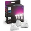 Philips Hue White and Color Ambiance Faretti Smart Led, Luce Bianca e Colorata, Bluetooth, Dimmerabili, GU10, 4W, 3 Pezzi