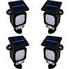 MAKA change your life quality MAKA Applique Solari a Led da Esterno a Parete Giardino con Sensore Crepuscolare e Movimento IP66 Impermeabile Lampada Batteria Lunga Autonomia Policristallino Cortile (4 Faretti)