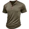 MakingDa Henley Shirt Uomo Manica Corta Vintage Bottoni Palestra Muscle Fit T Shirt Estiva Tinta Unita Golf Informale Traspirante Soffice Classico Slim Lavoro Sportiva Grandad Shirt Verde L