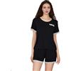 Everbellus Donna Estivo Cotone Pigiama, Due Pezzi di Pigiama con Pantaloni Corti e Maglietta, Tasca Fredda e Confortevole, Polsini in Pizzo, Pantaloni e Pigiami, Nero Medium