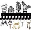 CREATCABIN Portachiavi Cactus Nero Chiave in Ferro Ganci Portachiavi da Parete per Appendichiavi con 10 Gancio Portachiavi in Metallo da Appendere Organizer Decorazione da Parete per Ingresso 27x16cm