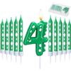 Herdear Candele di Compleanno con Dinosauro Verde per Ragazzo, 1 Candela Numero e 10 Candeline Lunghe Sottili per Tutti i Compleanni Decorazione per Feste e Compleanni a Tema Dinosauri (Numero 4)