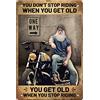GLOBLELAND Moto Vintage Metal Tin Sign Plaque Poster Retro Non smettere di equitazione Parete in metallo decorativo Targhe in metallo 12x8 Pollici per la casa Cucina Bar Coffee Shop Club Frutteto