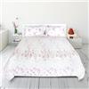 PERLARARA - Completo Letto Lenzuola Matrimoniali Due Piazze Percalle di Cotone 100%, CLC02 Rosa, Lenzuolo sopra con balza Copriletto, Sotto con Angoli, 2 Federe con Volani