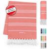 LeStoff Telo mare XXL - 100% Cotone bio, 200 x 200 cm, Prelavato, Assorbente, Asciugatura Rapida, Leggero, Fouta, Telo Spiaggia grande, Telo Bagno, Telo Yoga, Asciugamano sportivo, Coperta (Coral)