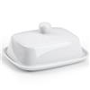 HONZUEN Burriera Ceramica Piccolo con Coperchio,Portaburro da Frigorifero Elegante con Maniglia,Piatto Burro Porcellana,Porta Burro da Tavola,Contenitore per Burro Cucina(Bianco)
