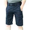 Rrongwn Pantaloni cargo da uomo a 3/4 con tasche, pantaloni corti, elasticizzati, vestibilità comoda, pantaloncini da uomo, casual, estivi, per il tempo libero, corti da lavoro, cargo, Nero , S