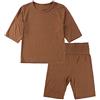 Verve Jelly Unisex Bambino del Bambino Manica Corta Top T-Shirt e Pantaloni Lunghi Aderente Cotone 2 Pezzi Pigiama Set di Colore Solido degli Indumenti da Notte Marrone 100 2-3 Anni