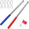 Juyibaao 2 Pezzi Asta Telescopica Bandiera de 1,6M, Asta della Bandiera Acciaio Inox con 4 Clip, Asta Bandiera Portatile con Maniglia Antiscivolo per Insegnante Guida Turistica Campeggio Stadio