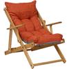 LIBEROSHOPPING.eu - LA TUA CASA IN UN CL Poltrona Pieghevole Sdraio in Legno Abete 3 Posizioni Cuscino Tessuto Imbottito per Soggiorno Giardino Made in italy - Relax (Aragosta)