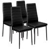 BAKAJI Set 4 Sedie Moderne Sala da Pranzo Salotto Cucina Seduta Imbottita Ecopelle 4X Sedie in Promo Struttura Acciaio (Nero)