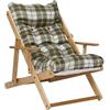 LIBEROSHOPPING.eu - LA TUA CASA IN UN CL Poltrona Pieghevole Sdraio in Legno Abete 3 Posizioni Cuscino Tessuto Imbottito per Soggiorno Giardino Made in italy - Relax (Verde Scozzese)