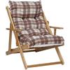 LIBEROSHOPPING.eu - LA TUA CASA IN UN CL Poltrona Pieghevole sdraio in legno Abete 3 Posizioni Cuscino tessuto Imbottito per soggiorno giardino made in italy - RELAX (Marrone)