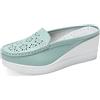 Solshine - Mocassini slip on da donna in pelle, con plateau, motivo floreale, (Azzurro 3), 36 EU