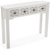 VERSA Safira Consolle Ingresso, Tavolo Consolle, Tavolino Ingresso, Tavolo Salotto, con 4 cassetti, Misure (A x L x l) 79 x 25 x 97 cm, Legno, Colore Bianco e Marrone