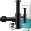 Engelbach® Sifone lavabo bagno con apertura per la pulizia - Tubo di scarico universale 1 1/4 con manicotto in gomma - Antiodore con istruzioni incluse