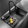 HaTur Lavello da Cucina in Acciaio Inox Fatto a Mano con 3 Fori 60 * 45 cm Vasca Singola con kit di scarico e filtro cestello (nero)
