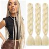 Dcbaboo Extension per Treccine Africane Biondo 60cm Extension Capelli Finti per Treccine Africane Extension Trecce Capelli Sintetici Kanekalon 3 Ciocche Ombre Jumbo Braiding Hair, Biondo Candido