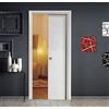 PORTE ITALIANE Porta scorrevole a scomparsa COMPLETA di controtelaio scrigno laminato Bianco Matrix Finitura Cromata 80x210