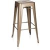 HJH Office 645013 Sgabello Bar in Metallo VANTAGGIO HIGH Sgabello Bancone Design Industriale e Scandinavian, Impilabile, Champagne