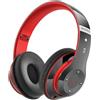 Générique Cuffie Bluetooth senza fili, cuffie Bluetooth over-ear, cuffie senza fili 65 ore con microfono - per iPhone/iPad/Android/computer portatili (nero rosso)