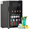 RCBDBSM frigorifero piccolo, Mini Frigo Professionale con Porta in Vetro per Sala Ufficio, Frigo Bevande Silenzioso 6L+70L, Frigo per Bevande Snack Cosmetici, Ripiani Regolabili, Nero