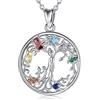 EUDORA Harmony Ball EUDORA Collana Albero della Vita per Donna Argento 925 Ciondolo Madre Albero con Due Bambini per Mamma Collana Colorata CZ per Madre Figlia Gioielli Regalo Moglie, 45 cm
