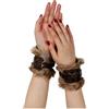 keland 1 Paio Bracciali in Pelle Pelliccia Vichinga Polsini Medievali per Donna Uomo (C-Marrone)
