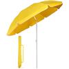 Sekey® Ombrellone Ø 160 cm Tondo Ombrello Parasole da Esterno da Giardino da Spiaggia Giallo Protezione Solare UV20+
