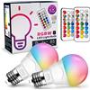Unisun Lampadina LED E27 6W (Equivalente 40W) - Cambiare colore RGB e Dimmerabile con 12 Colore - Illuminazione d'atmosfera con Telecomando per Casa, Bar, Feste e KTV (Set di 2)