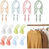 MEMOFYND 4 grucce con clip con 8 ganci di collegamento, gruccia pieghevole in plastica, appendiabiti da viaggio (beige, verde, rosa, blu)