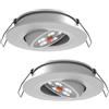 acegoo 2 x Faretti LED da Incasso 12V Camper Barca Interruttore Dimmer Integrato e Luce Rossa Orientabile 70° Soffitto Plafoniera per Roulotte Furgone, Angolo del fascio di 35° Alluminio Argento 3000K