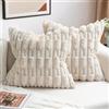 ZWJD 2 Pezzi Federe Cuscini Divano Beige 45x45 Cuscini per Divano in Pelliccia Sintetica Morbida Soffice Cuscino Decorativo Cuscino per Soggiorno Divano Camera da Letto Arredamento