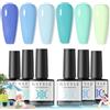 RSTYLE Smalto Semipermanente Unghie, 6 Colori Soak Off UV LED Nail Polish Gel Kit Manicure Blu Verde 6ml