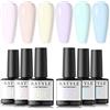 RSTYLE Kit Smalti Semipermanente per Unghie Nail Polish Gel Rosa Blu Pastello, 6 Colori Macaron Soak Off UV LED 6ML