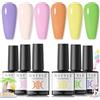 RSTYLE Smalto Semipermanente, 6 Colori Smalti Semipermanenti per Unghie Smalto Semipermanente Unghie UV LED Kit Nail Polish Gel Unghie Smalto per Unghie Rosa Bianco Arancia 6ml