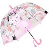 ThreeH Ombrello a bolla trasparente per bambini Apertura automatica Gatto carino cartone animato Ombrello a cupola per bambine da 3 a 8 anni,Rosa