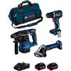 BOSCH Kit BK3012BAG (GBH 18V-22 + GSR 18V-90 C + GWS 18V-7 + 2 x 5,0 Ah + GAL18V