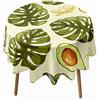 Morbuy Verde Piante Tropicali Stampa Tovaglia Rotondo Antimacchia, Idrorepellente Resistente all'olio Copritavolo Tovaglie da Tavola, per Cucina Soggiorno l'orto (Avocado Giallo,200cm)