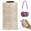 LEREATI Cordino per Borse Uncinetto Piatto Filo Macrame 1mm x 230m Macrame Corda Colorata Cordoncino per Borse a Uncinetto, Arazzo da Parete, Acchiappasogni, Fai da Te (Khaki Bianco)