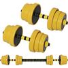 BAKAJI Set 2 in 1 Manubri Regolabili con Barra Bilanciere di collegamento, Rivestimento Gomma Piuma Antiruggine Antiscivolo, Palestra, Fitness, con Pesi (4x1 kg + 4x1.25 kg) (10, Chilogrammi)