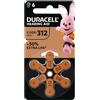 Duracell Easy Tab - Batterie per Apparecchi Acustici cod. 312 Marrone, 6 batterie
