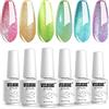 Vishine gel smalto Kit, Holographic Series Nail Art 6 Colore Olografico Rosa Oro Verde Lime Blu Viola Ammorbiamento Nail Lamp gel Lucidatura Kit DIY Nail Enhancements 8ml