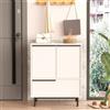 LBSIGN Scarpiera Da Ingresso Mobile Multifunzione 75x36x90 Con Piedini Neri Ocean Bianco