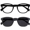 OPULIZE Pop Pacco Doppio Occhiali Da Lettura Lettori Sole Retrò Giro Nero Grigio Uomo Donna Cerniere Molla RS2-17 +3,00